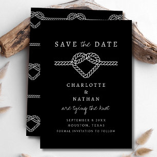 Save The Date Noir et blanc manuscrite Lier le Mariage de noeud