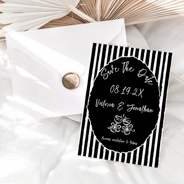 Save The Date Noir et blanc Mariage simple Enregistrer la date (Créateur téléchargé)