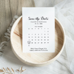 Save The Date Noir et blanc minimaliste Enregistrer le calendrie