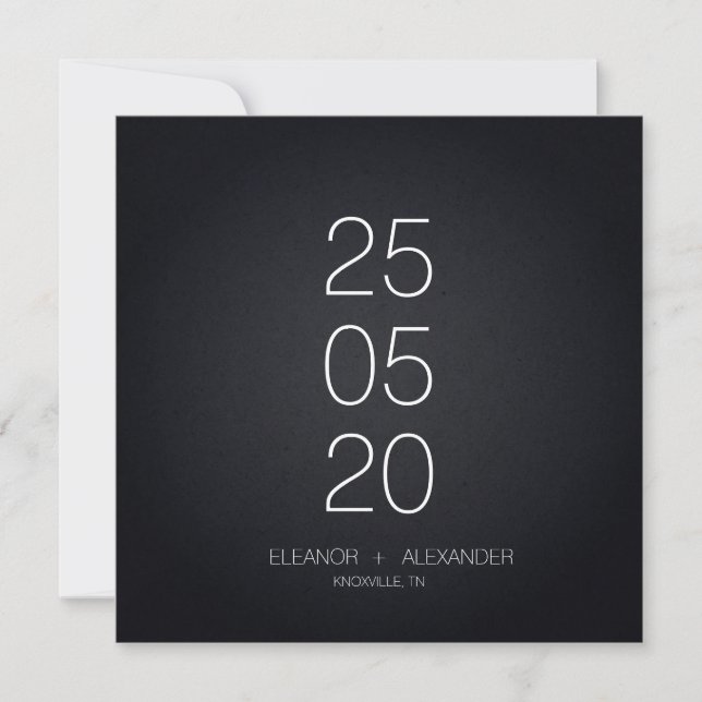 Save The Date Noir et blanc minimes simple sans photo (Devant)