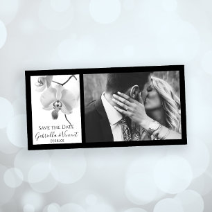 Save The Date Noir et Blanc Orchidées mariage Enregistrer la dat