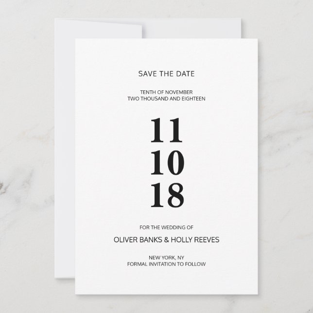 Save The Date Noir et blanc rayé moderne enregistrer la date (Devant)