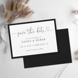 Save The Date Noir et blanc Simple moderne Enregistrer la date