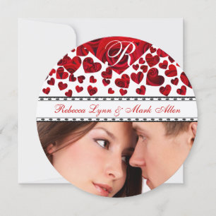 Save The Date Noir et Coeur rouge Roses mariage Enregistrer la d