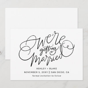 Save The Date Noir On se marie Simple Calligraphie