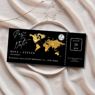 Save The Date Noir or Boaring pass destination mariage