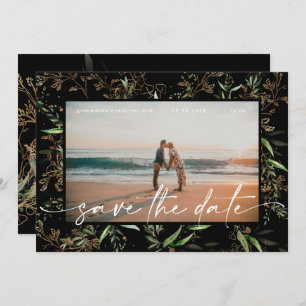 Save The Date Noir Premium Boho Golden Eucalyptus