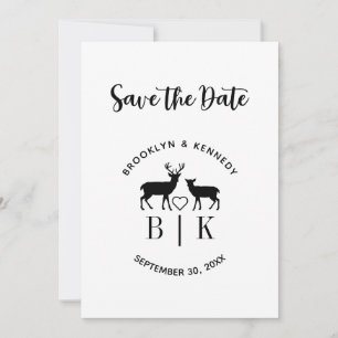 Save The Date Nom de couple Deer Monogram Mariage campagnard rus