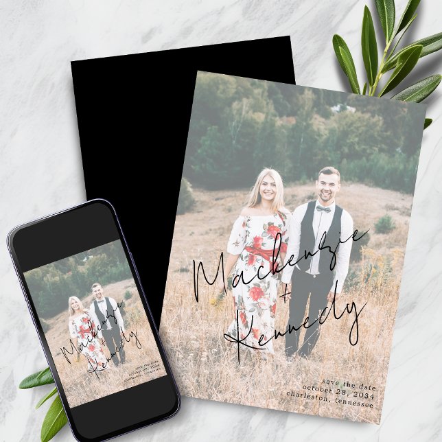 Save The Date Nom manuscrit photo Enregistrer la date (Handwritten Names Photo Save the Date Cards)