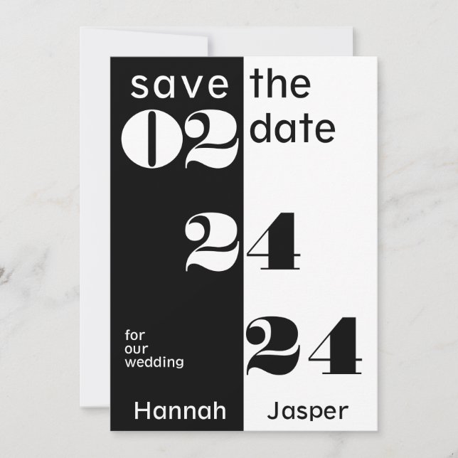 Save The Date Nombres de rendez-vous cool Typographie Mariage no (Devant)
