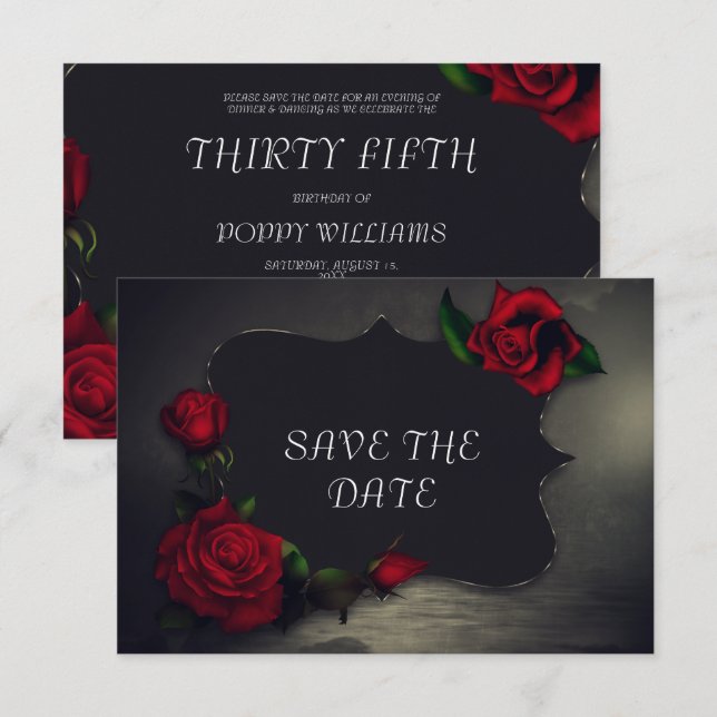 Save The Date Nostalgique gothique Amour Anniversaire (Devant / Derrière)