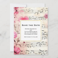 Notes musicales et Rose Vintage Mariage de design