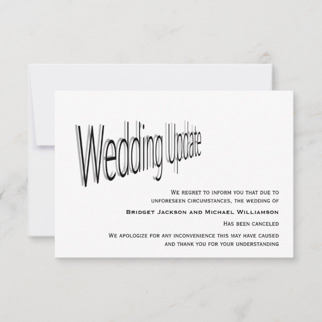 Save The Date Notification d'annulation du mariage (Devant)