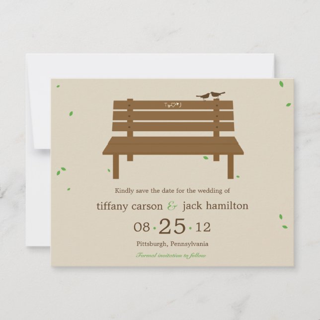 Save The Date Notre Banc Mariage Annonce Enregistrement Date (Devant)