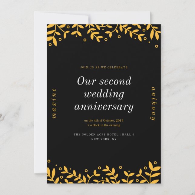 Save The Date Notre deuxième anniversaire de mariage (Devant)