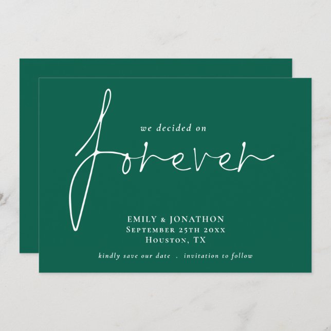 Save The Date Nous avons décidé sur Forever Emerald Enregistrer  (Devant / Derrière)