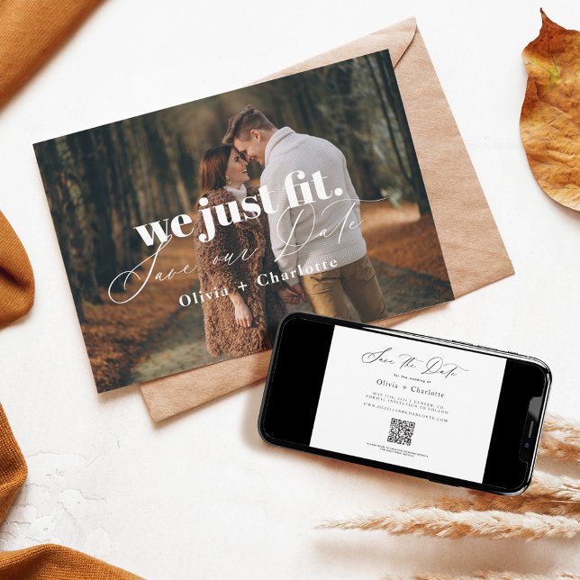 Save The Date Nous Fit Fun Minimal Économisez Notre Date Couple  (We Just Fit Fun Minimal Save Our Date Couple Photo Save The Date)