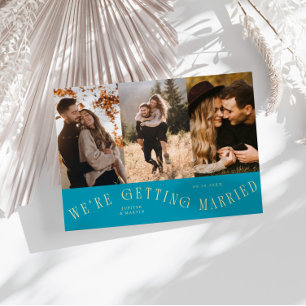 Save The Date Nous nous marions Multi Photo Bleu Aqua