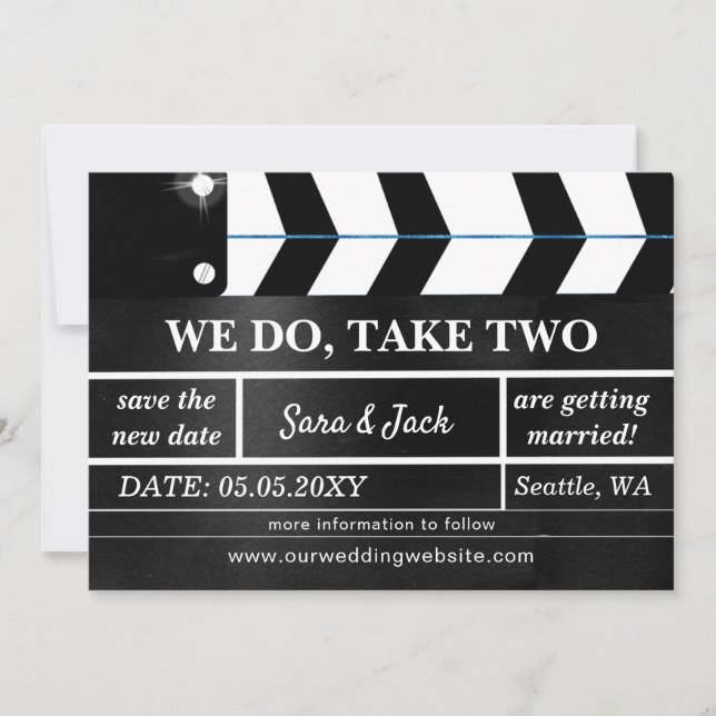 Save The Date Nous Prenons Deux Mariage Clapboard De Film Report (Devant)
