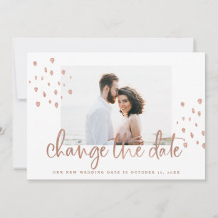 Save The Date Nouvelle date Mariage   Script Rose or avec photo