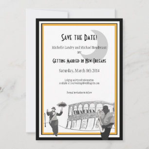 Save The Date Nouvelle-Orléans Jazz Sauvegarder la Date (noir et