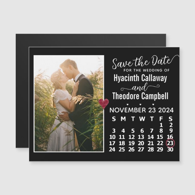 Save the Date November 2024 Calendar Photo Magnet (Front/Back)