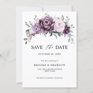 Save The Date Nuances de pourpre Dusty fleurs Moody Floral Maria
