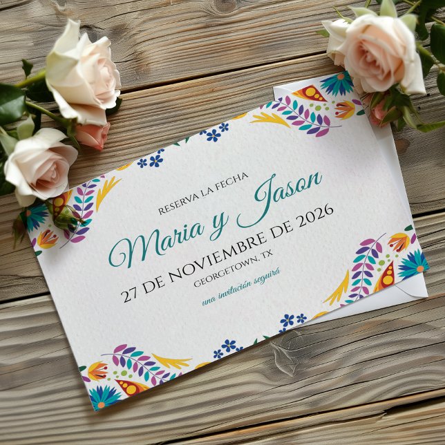 Save The Date Nuestra Boda Flowers Botanical Spanish Wedding (Nuestra Boda Flowers Botanical Spanish Wedding Save The Date)