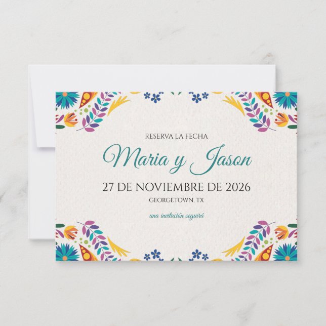 Save The Date Nuestra Boda Flowers Botanical Spanish Wedding (Devant)