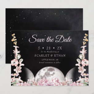 Save The Date Nuit étoile Noir & Rose Triple Lune Handfasting