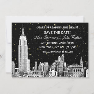 Save The Date NYC Skyline 01 Gravure DIY Fond de teinte Enregist