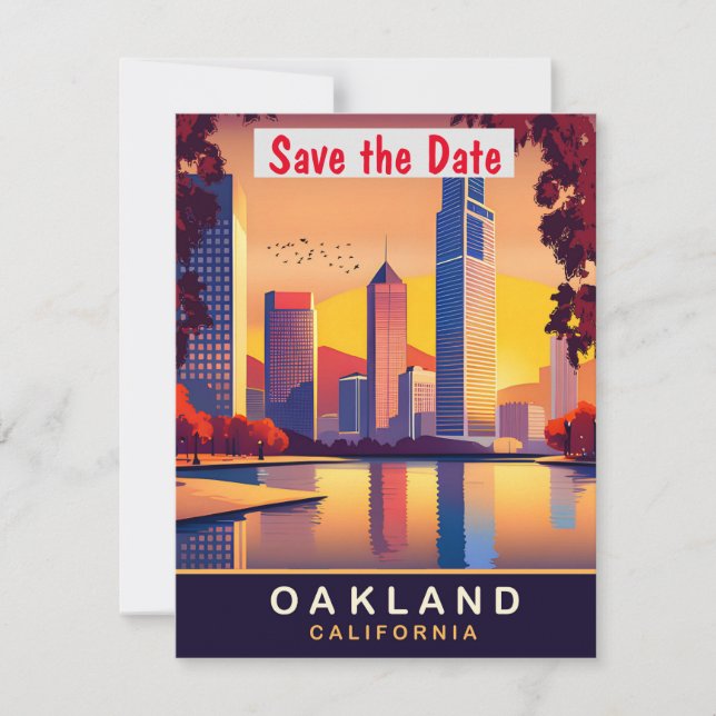 Save The Date Oakland, Californie, Travel Postcard, (Devant)