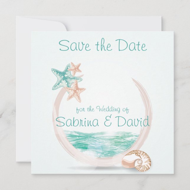 Save The Date Ocean Breeze Beach Wedding Enregistrer la date (Devant)