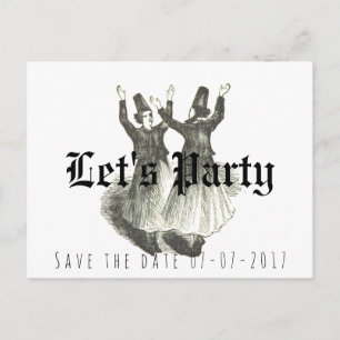 Save the date, Offbeat wedding, let’s party Announcement Postcard