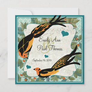 Save The Date Oiseau Art Déco vintage Enregistrer la date
