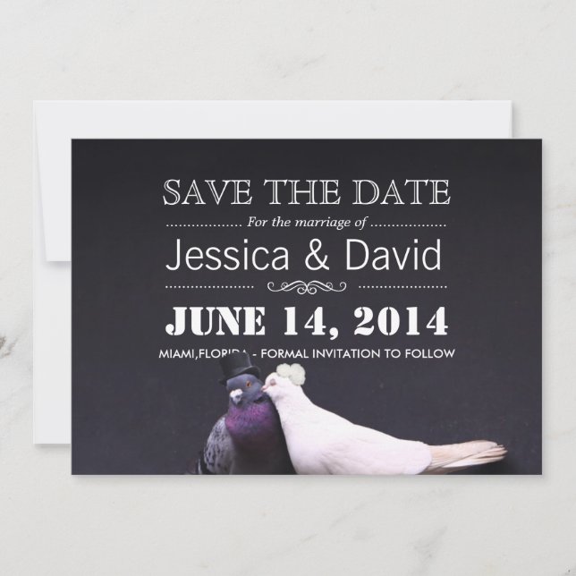 Save The Date Oiseaux de mariée et de chambre Enregistrer la dat (Devant)