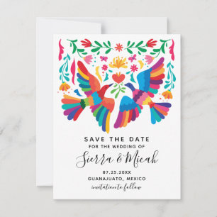 Save The Date Oiseaux et floral inspirés du Mexique vibrant