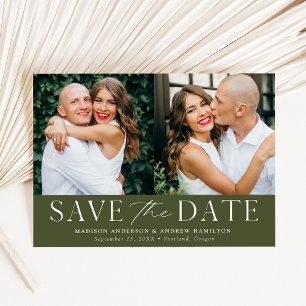 Save The Date Olive Green 2 photo moderne et élégant