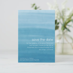 Save The Date Ombre Dégradé Teinture Dip Bleu Océan 