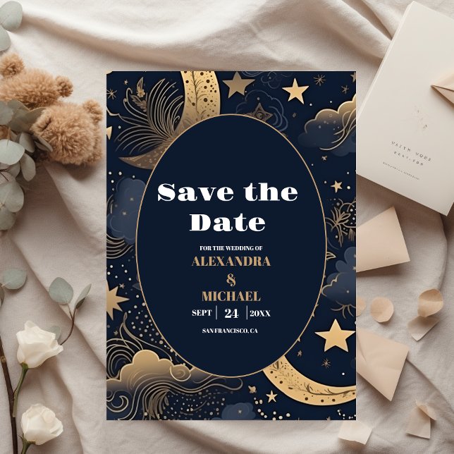 Save The Date Or Céleste Nuit Bleue de Mariage (Créateur téléchargé)