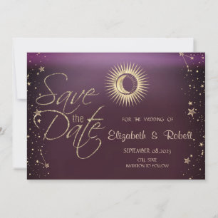 Save The Date Or Céleste Soleil Et Lune Étoiles Bourgogne