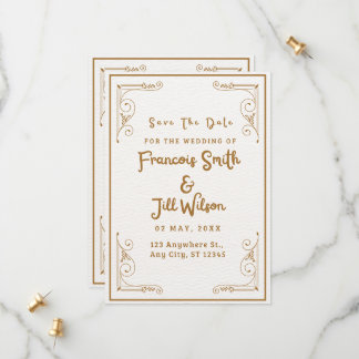 Save The Date Or Et Blanc Élégant Enregistrer L'Invitation Date