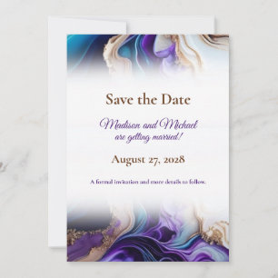 Save The Date Or métallique, violet, bleu, Aqua