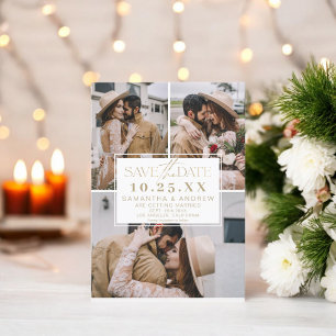 Save The Date Or moderne enregistrer la date 3 photos grille col