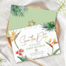 Or Moderne Tropical Palmier Floral Bat Mitzvah Dor