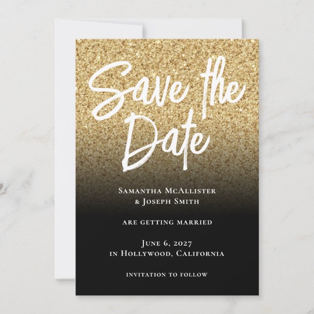 Save The Date Or noir pailleté dégradé (Devant)