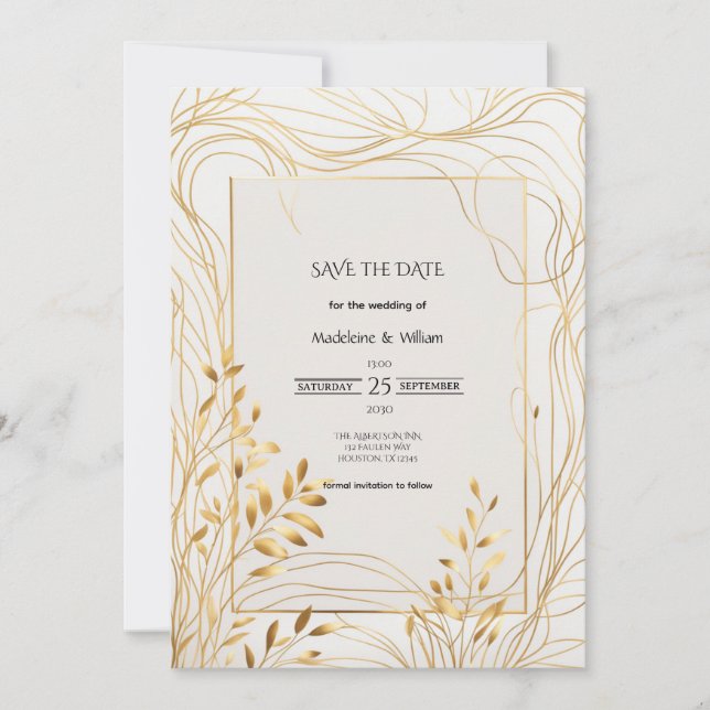 Save The Date Or romantique et Mariage d'eucalyptus (Devant)