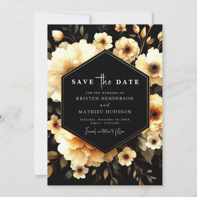 Save The Date Or romantique moderne et Mariage noir (Devant)