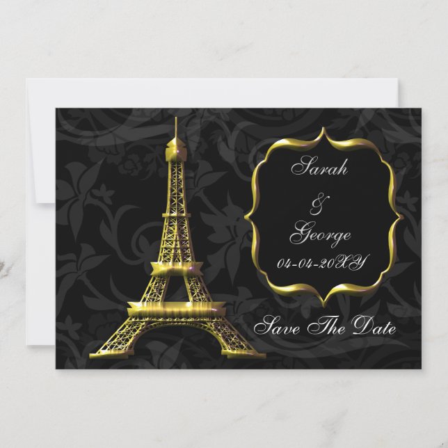 Save The Date or Tour Eiffel Mariage français Enregistrer la dat (Devant)
