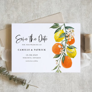 Save The Date Orange botanique et Garland de citron